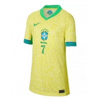 Brazil Vinicius Junior #7 Replica Home Shirt Ladies Copa America 2024 Short Sleeve